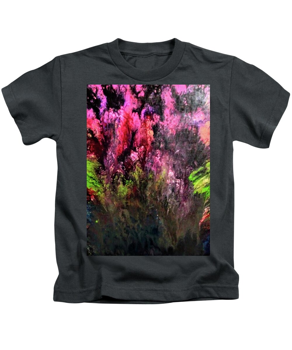 Pink Kids T-Shirt featuring the painting Pink Sky by Anna Adams