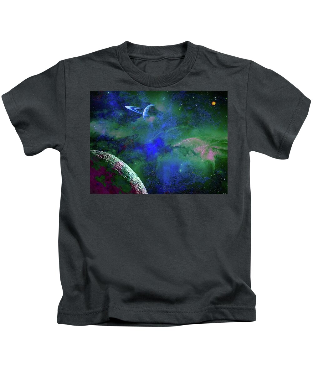  Kids T-Shirt featuring the digital art Planet Companion by Don White Artdreamer