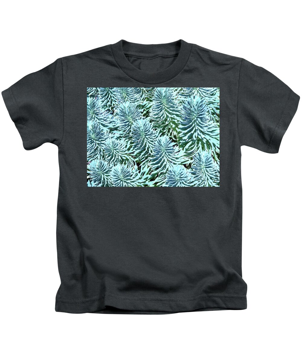 Pacific Northwest Kids T-Shirt featuring the digital art Plant Patterns In Blue by David Desautel