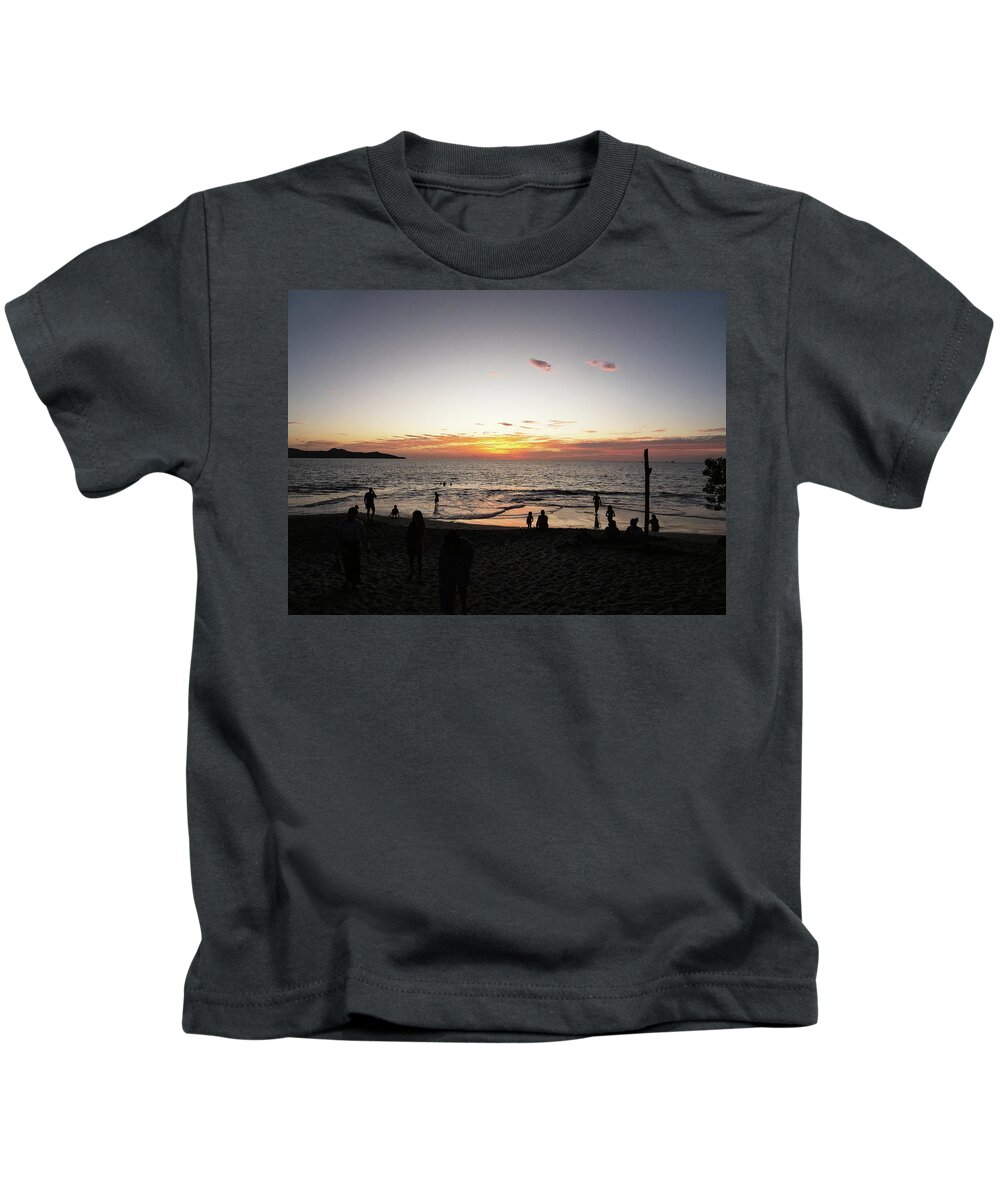 Sunset Kids T-Shirt featuring the photograph Playa Flamingo Sunset Ritual by Joe Schofield