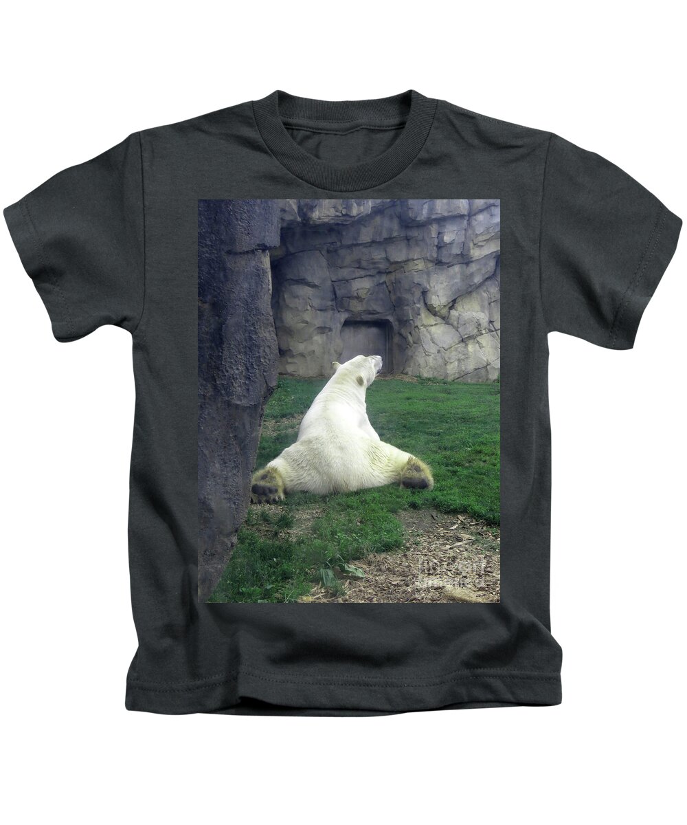 Canada Kids T-Shirt featuring the photograph Polar Bear Splits by Mary Mikawoz