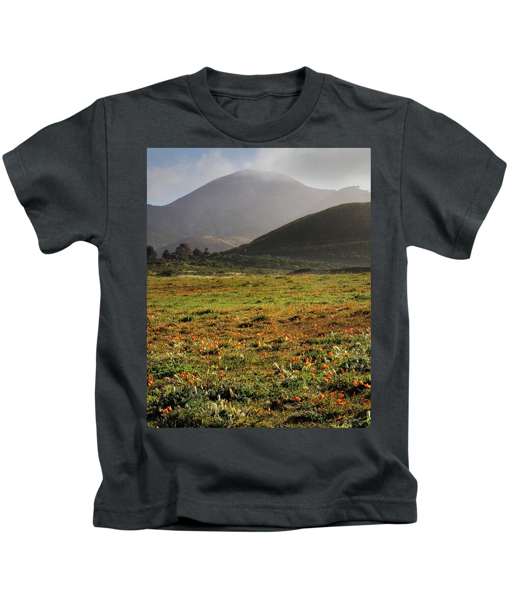 Poppies Kids T-Shirt featuring the photograph Poppies at Valencia Peak by Lars Mikkelsen