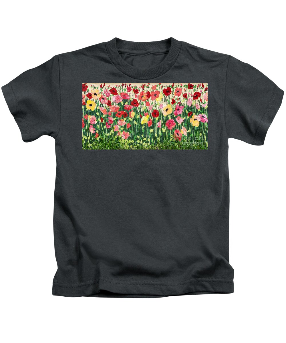 Mural Kids T-Shirt featuring the painting Poppies mural by Merana Cadorette