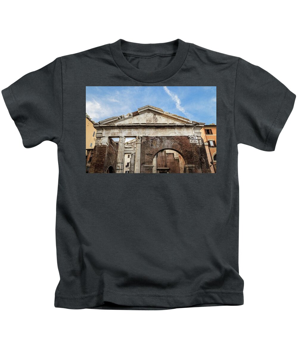 Ancient Kids T-Shirt featuring the photograph Porticus Octaviae in Rome, Italy by Fabiano Di Paolo