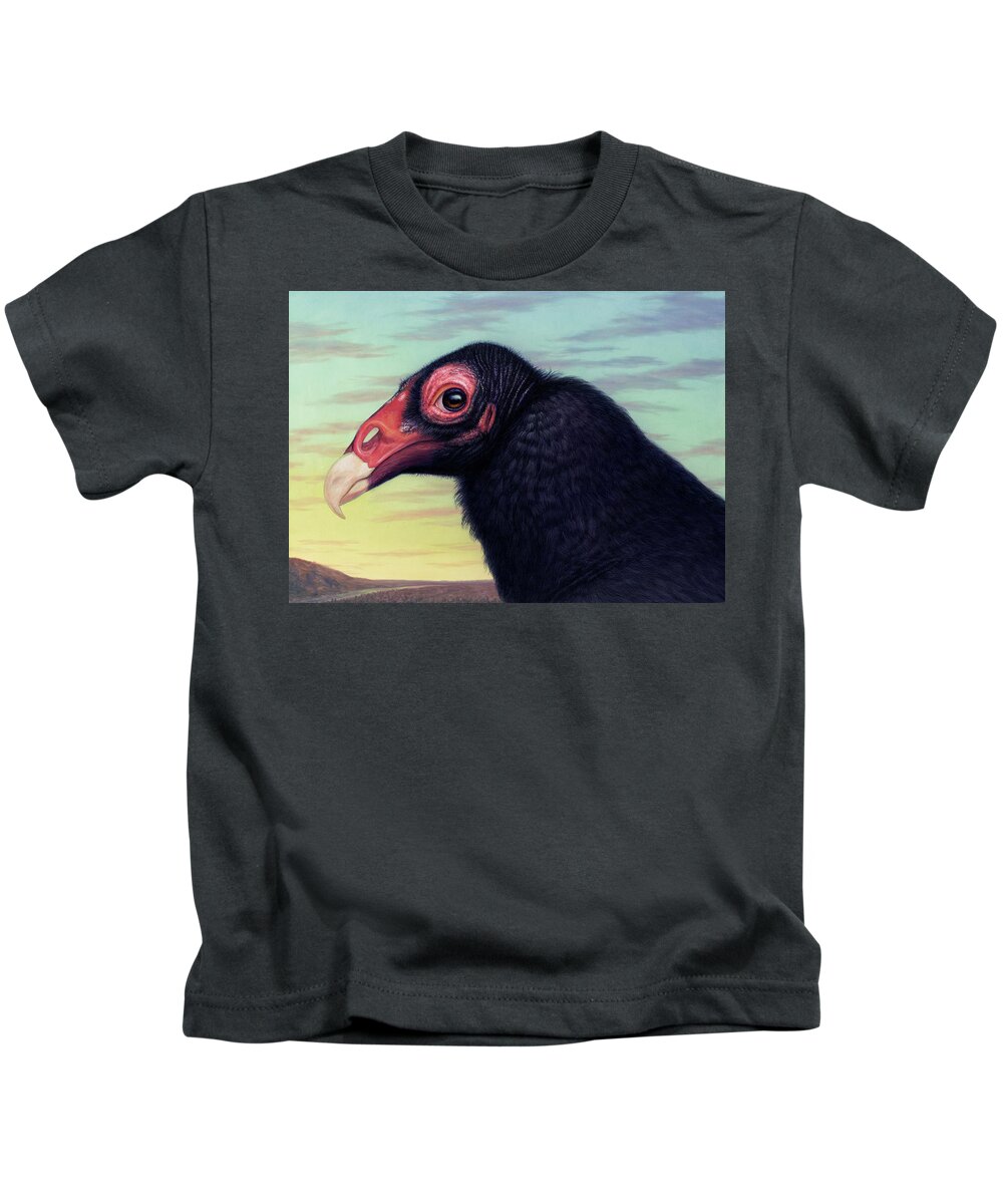Buzzard Kids T-Shirt featuring the painting Portrait of a Buzzard by James W Johnson