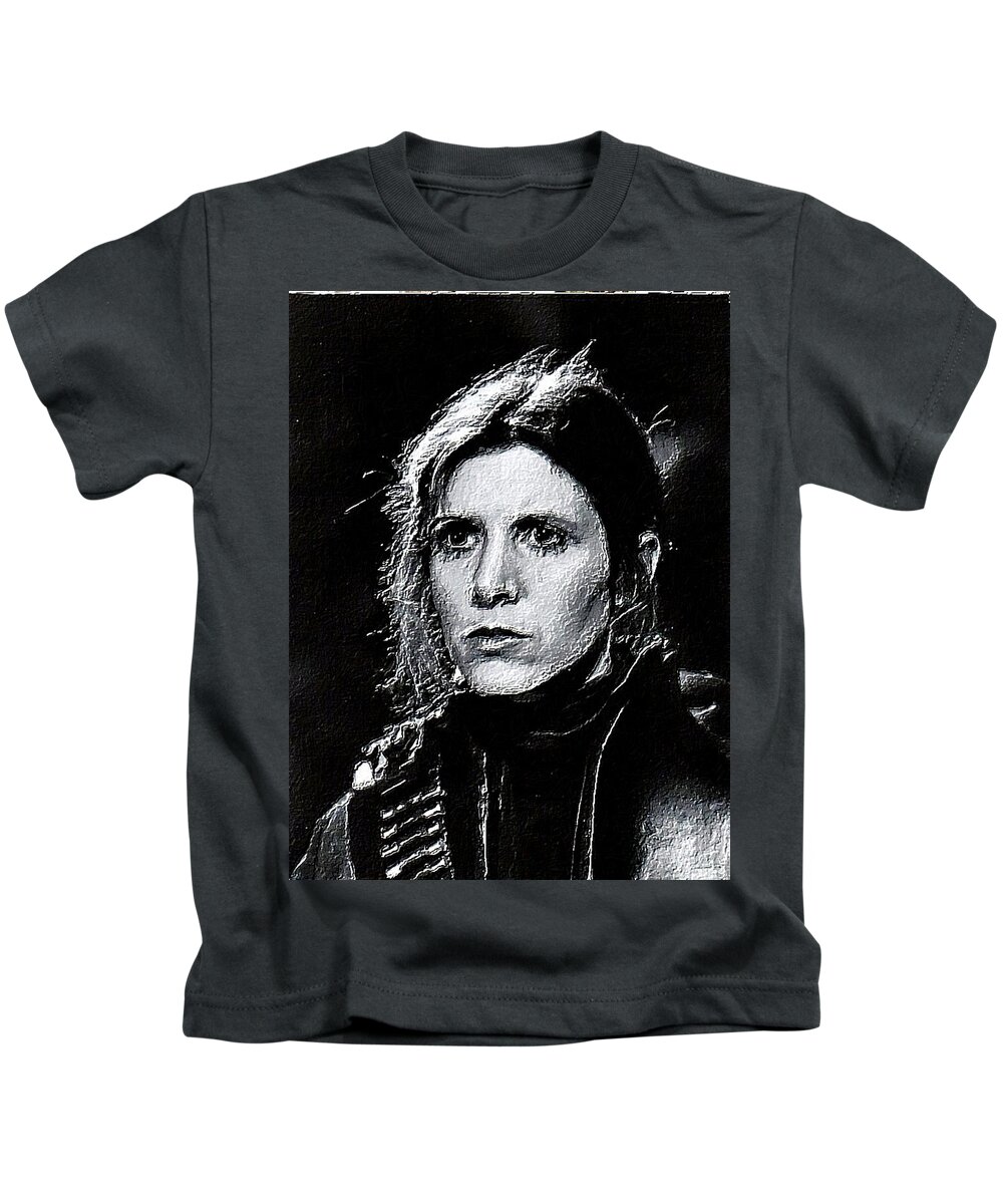 Princess Leia Organa Kids T-Shirt featuring the painting Princess Leia Star Wars Episode VI Return by Tony Rubino