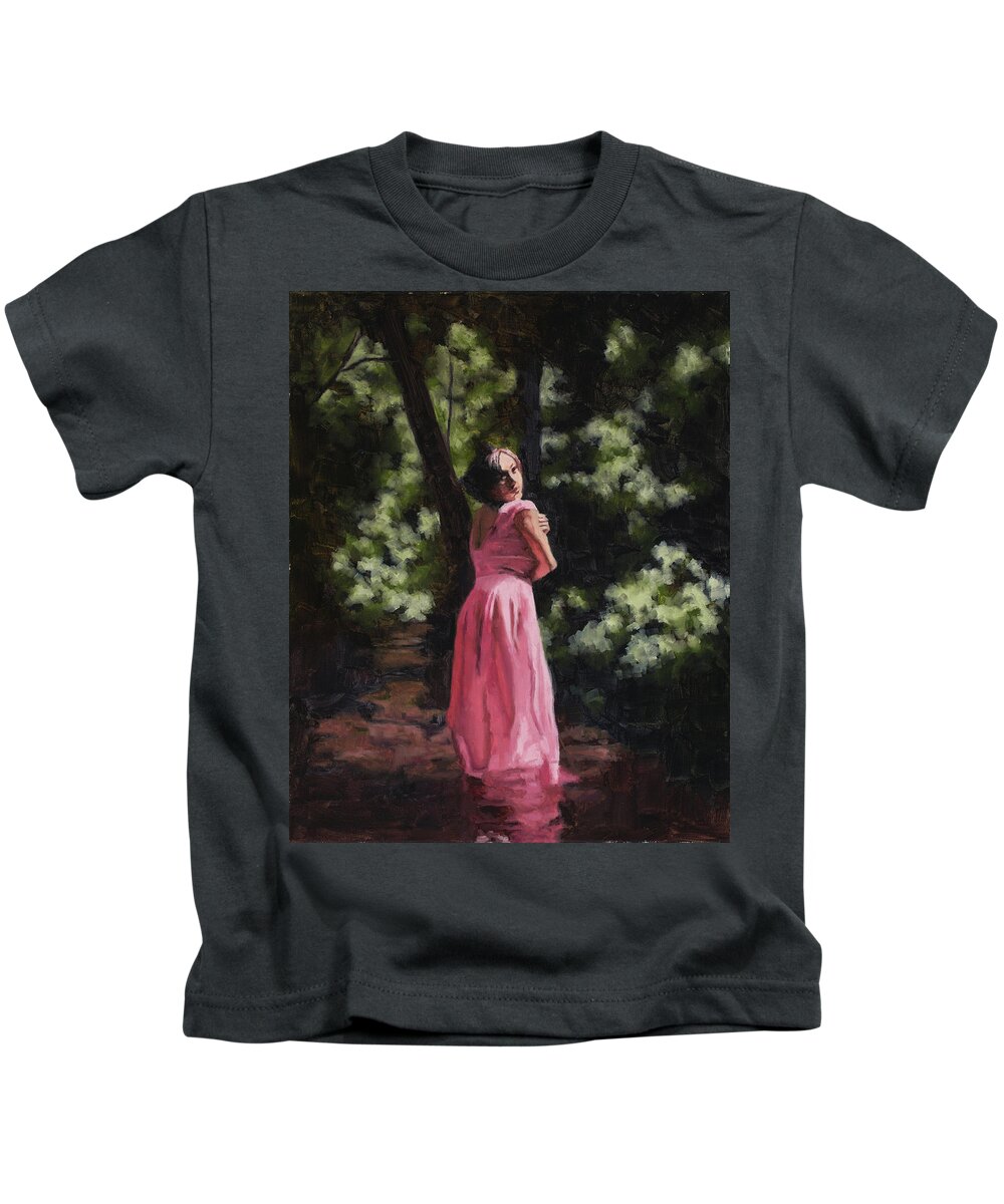 Woman Kids T-Shirt featuring the painting Princess by Tate Hamilton