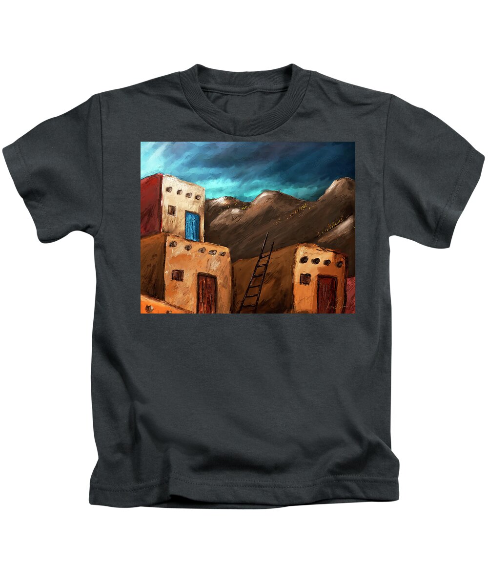 Pueblo Kids T-Shirt featuring the digital art Pueblo Three of Three Triptych by Ken Taylor