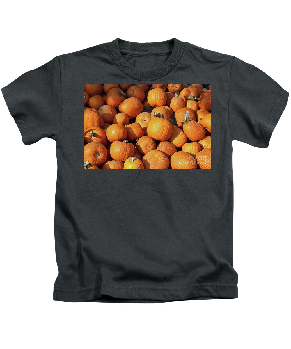 Pumpkin Kids T-Shirt featuring the photograph Pumpkins by Vivian Krug Cotton