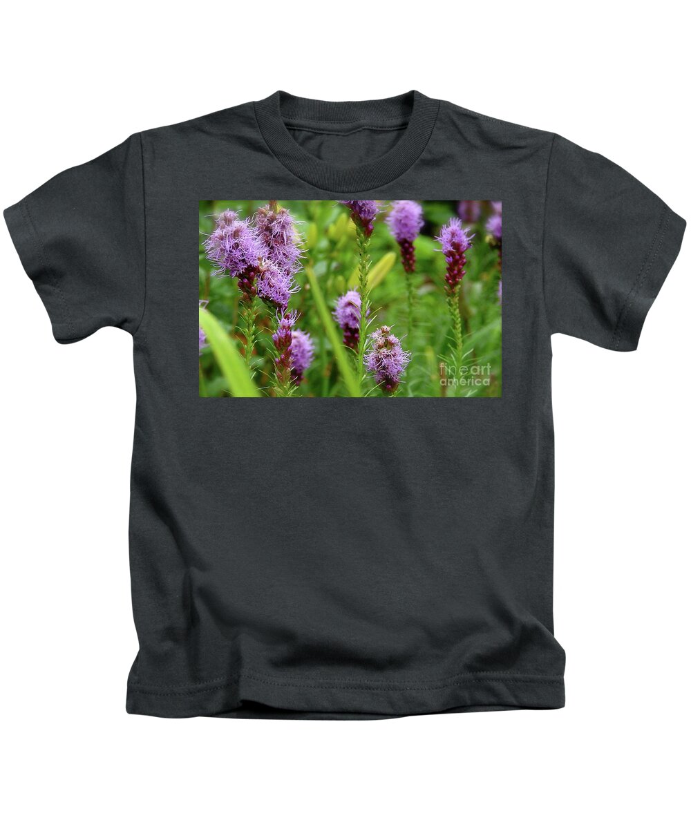 Flowers Kids T-Shirt featuring the digital art Purple Fuzzies by Tammy Keyes