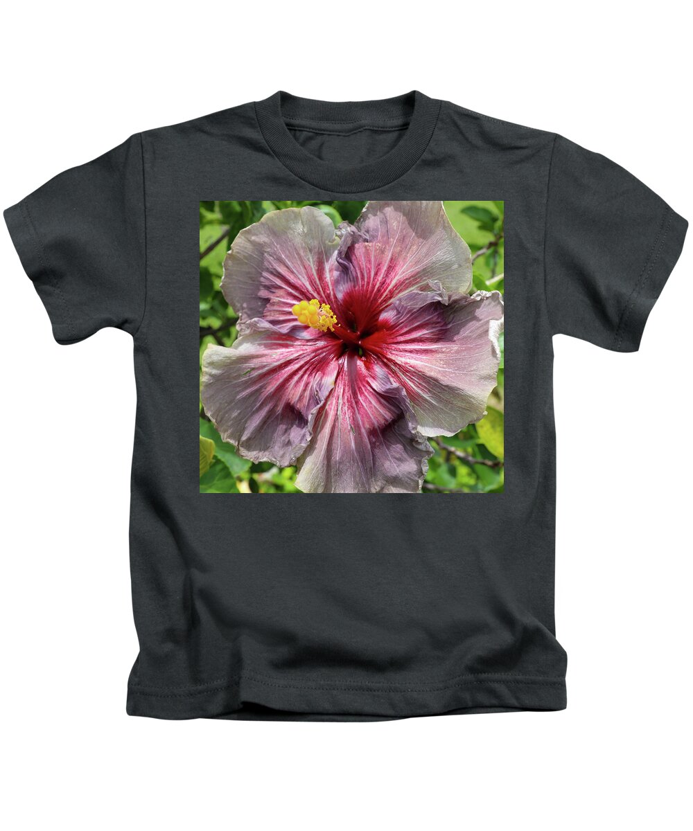 Hibiscus Kids T-Shirt featuring the photograph Purple Midnight by Tony Spencer