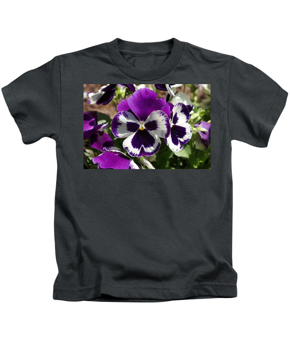  Kids T-Shirt featuring the photograph Purple Pansy by Heather E Harman
