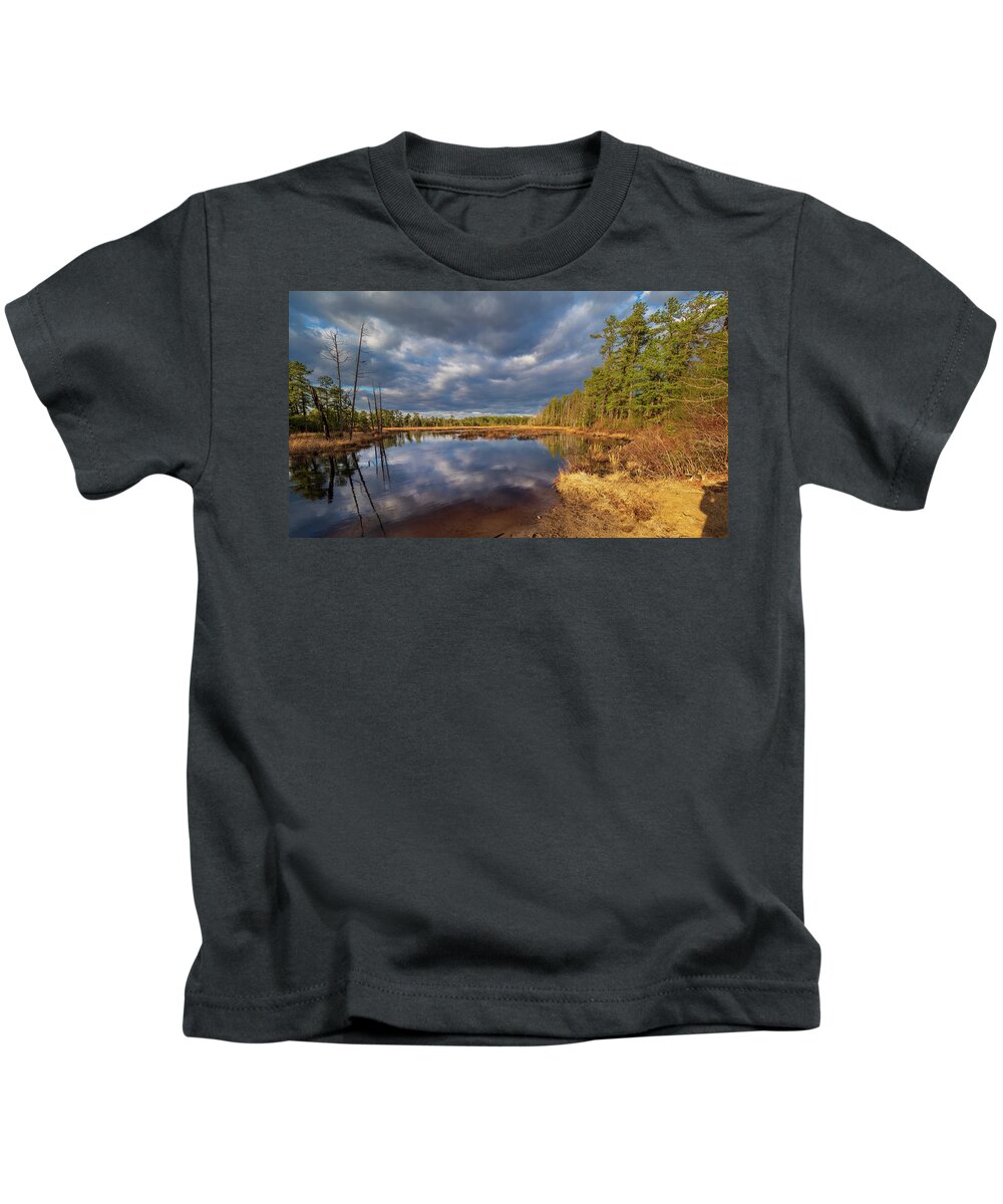 Autumn Kids T-Shirt featuring the photograph Quarker Bridge - PineLands by Louis Dallara