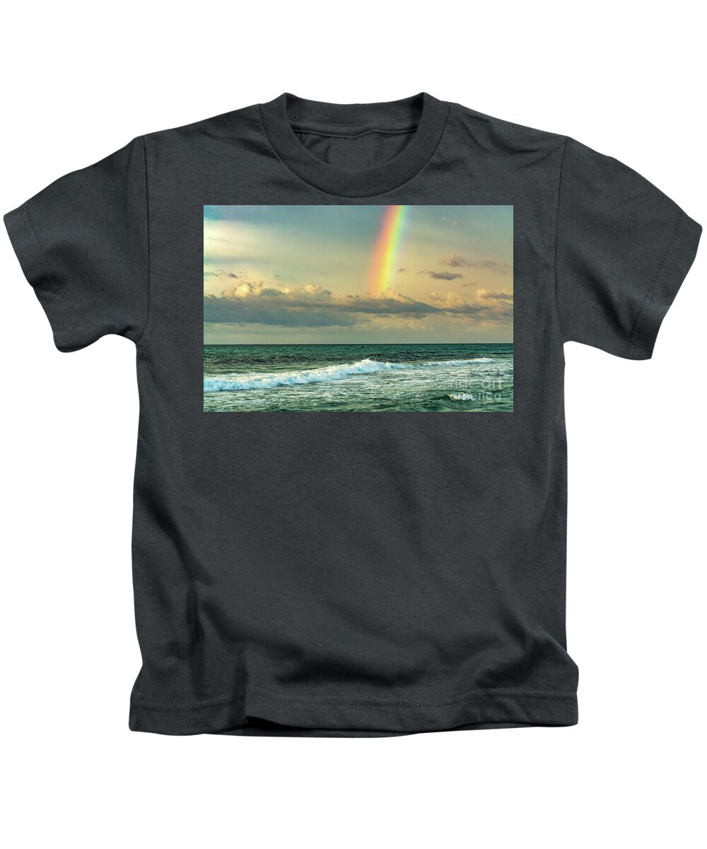 Rainbow Kids T-Shirt featuring the photograph Rainbow Waves, Pensacola Beach, Florida by Beachtown Views