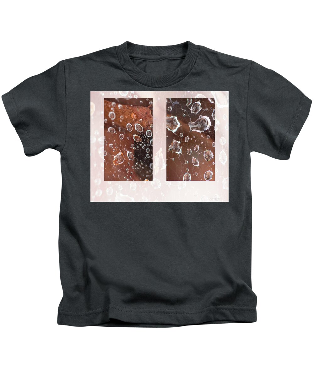 Raindrop Kids T-Shirt featuring the photograph Raindrops On Web by Karen Rispin