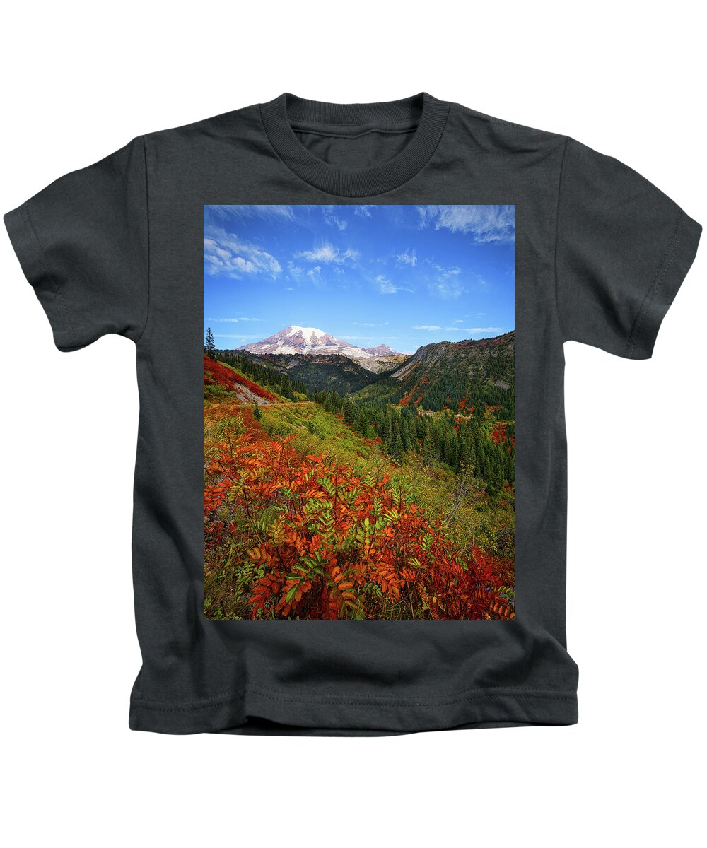 Mount Rainier National Park Kids T-Shirt featuring the photograph Rainier Fall Delight by Dan Mihai