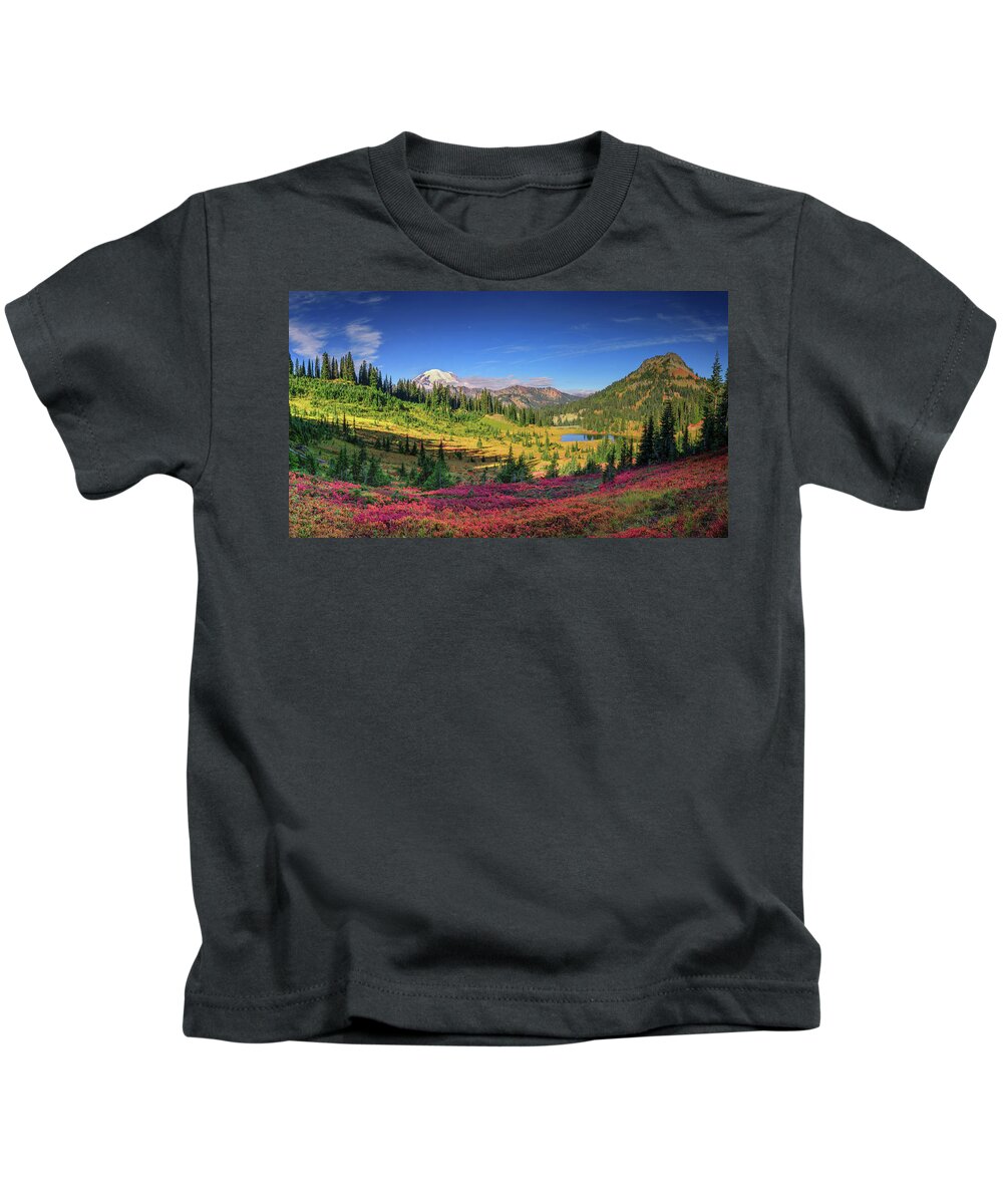 Mount Rainier National Park Kids T-Shirt featuring the photograph Rainier Fall Foliage by Dan Mihai