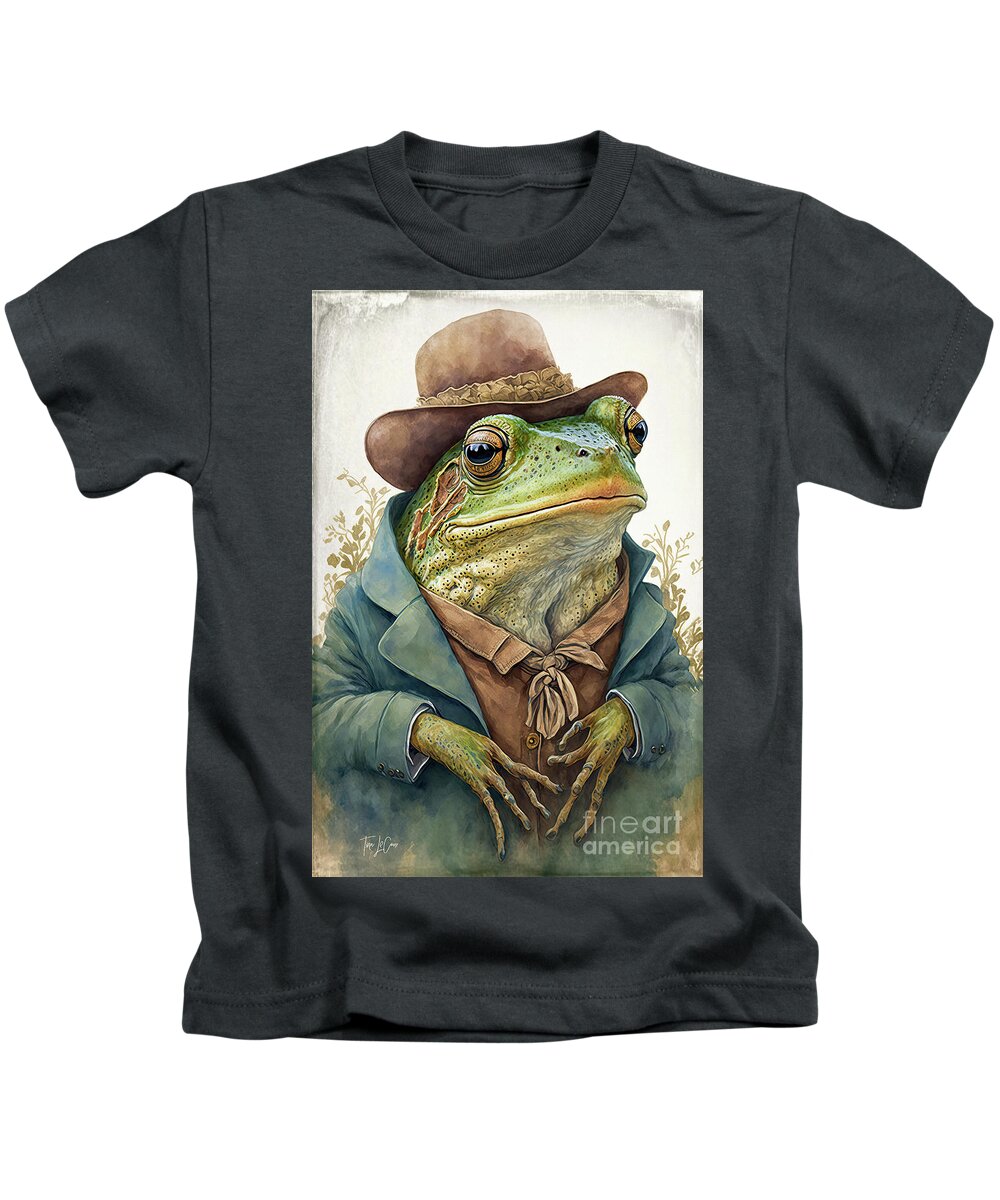 Bullfrog Kids T-Shirt featuring the painting Randy The Rancher by Tina LeCour