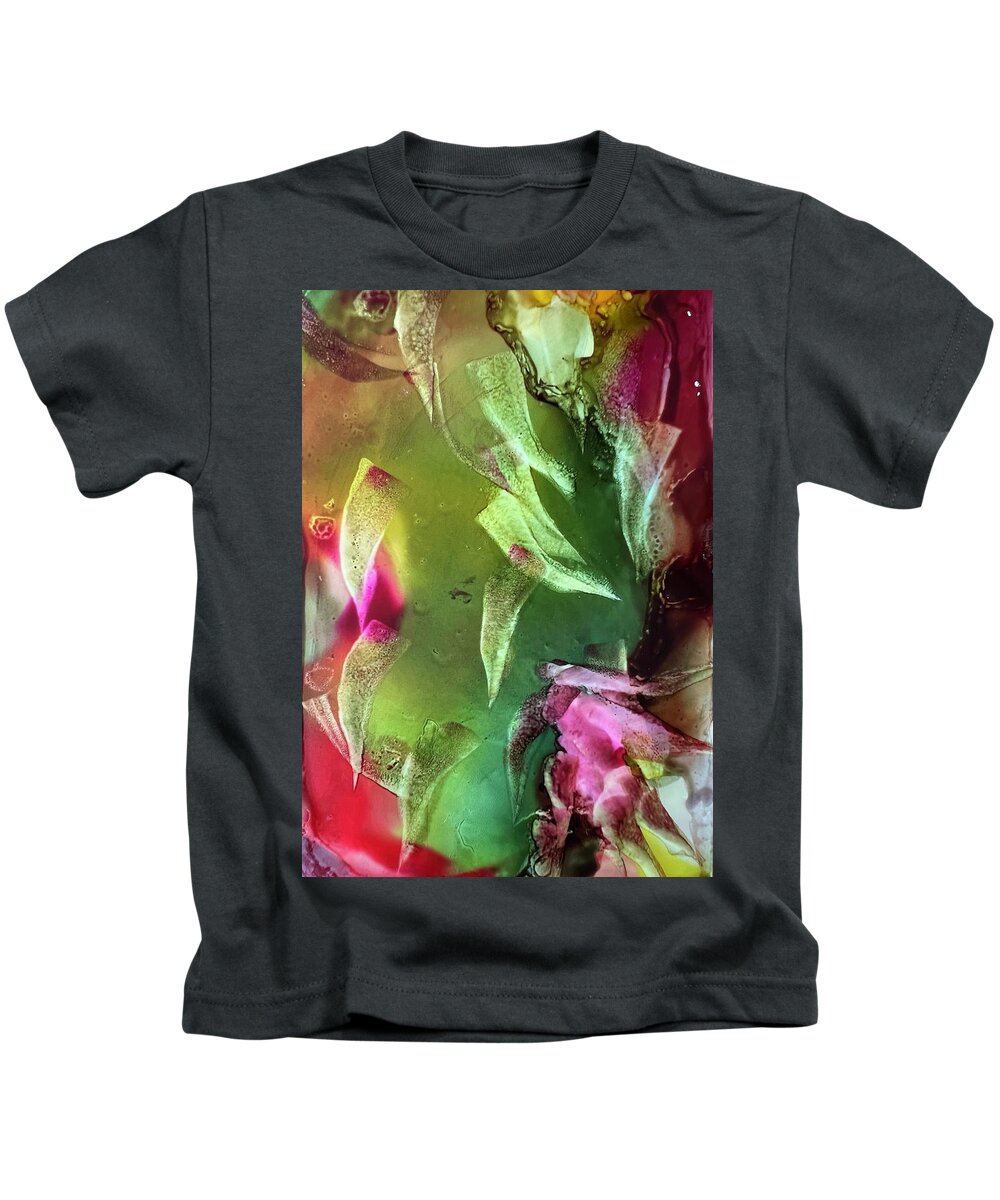 Alcohol Ink Kids T-Shirt featuring the painting Ready to Bloom by Tommy McDonell