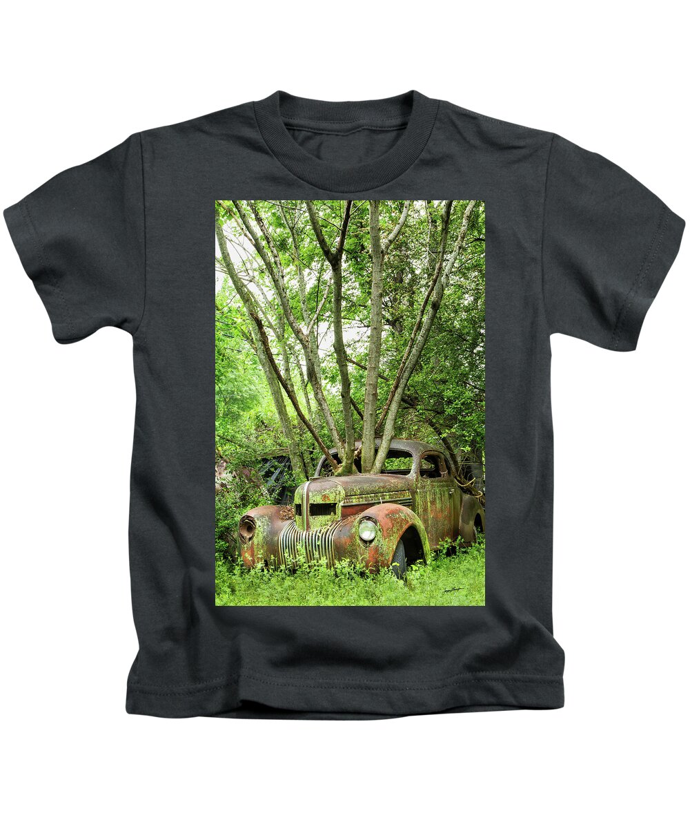 1937 Chrysler Imperial Kids T-Shirt featuring the photograph Reclaimed By Nature by Jurgen Lorenzen