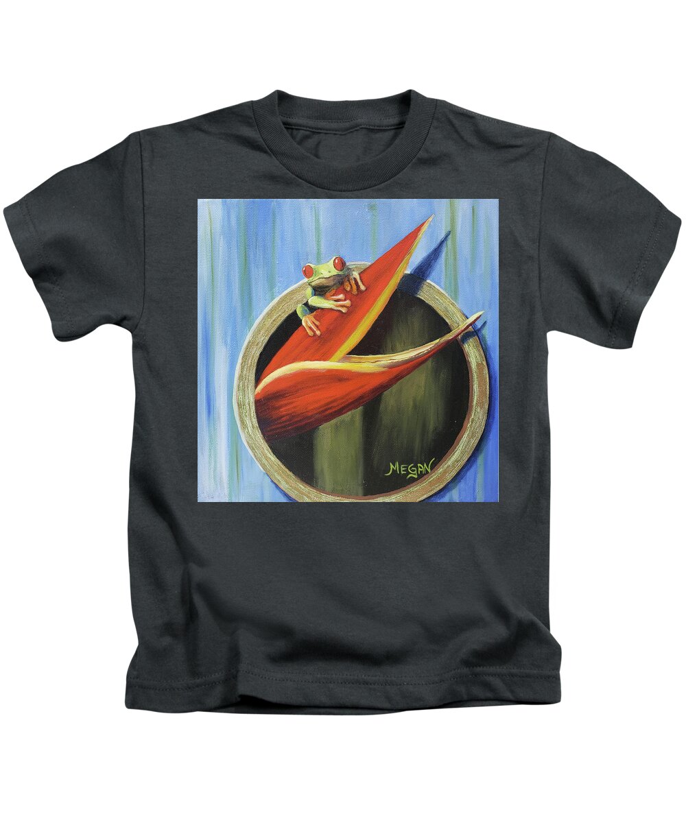 Tropical Kids T-Shirt featuring the painting Red-eyed Tree Frog by Megan Collins