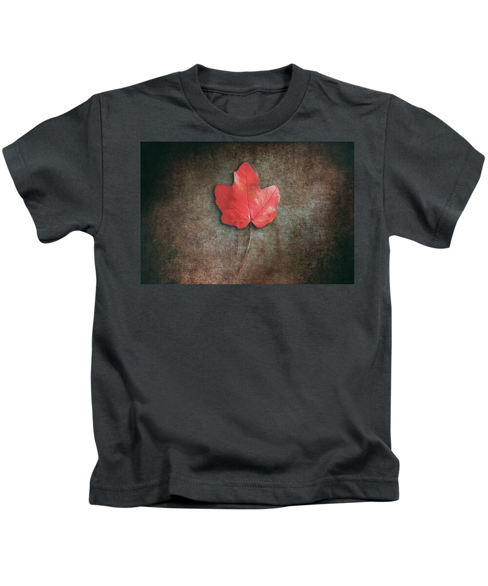 Leaf Kids T-Shirt featuring the photograph Red Leaf by Scott Norris
