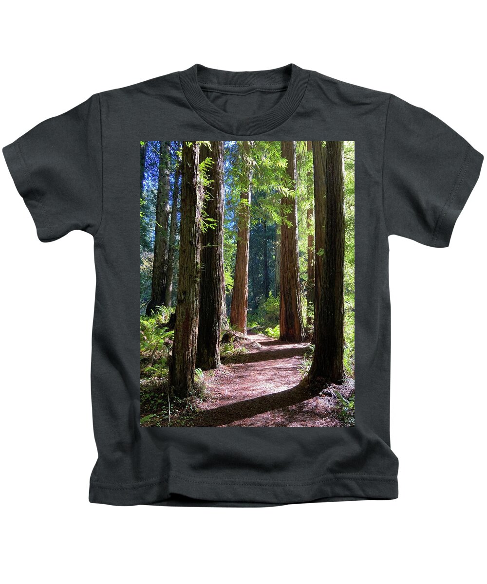 Redwoods Kids T-Shirt featuring the photograph Redwood Path by Daniele Smith