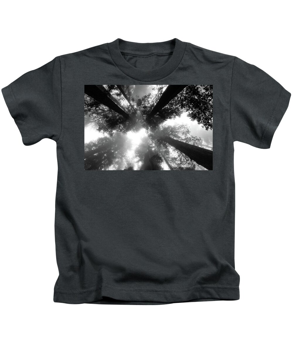Redwood Kids T-Shirt featuring the photograph Redwoods in the fog by Craig A Walker