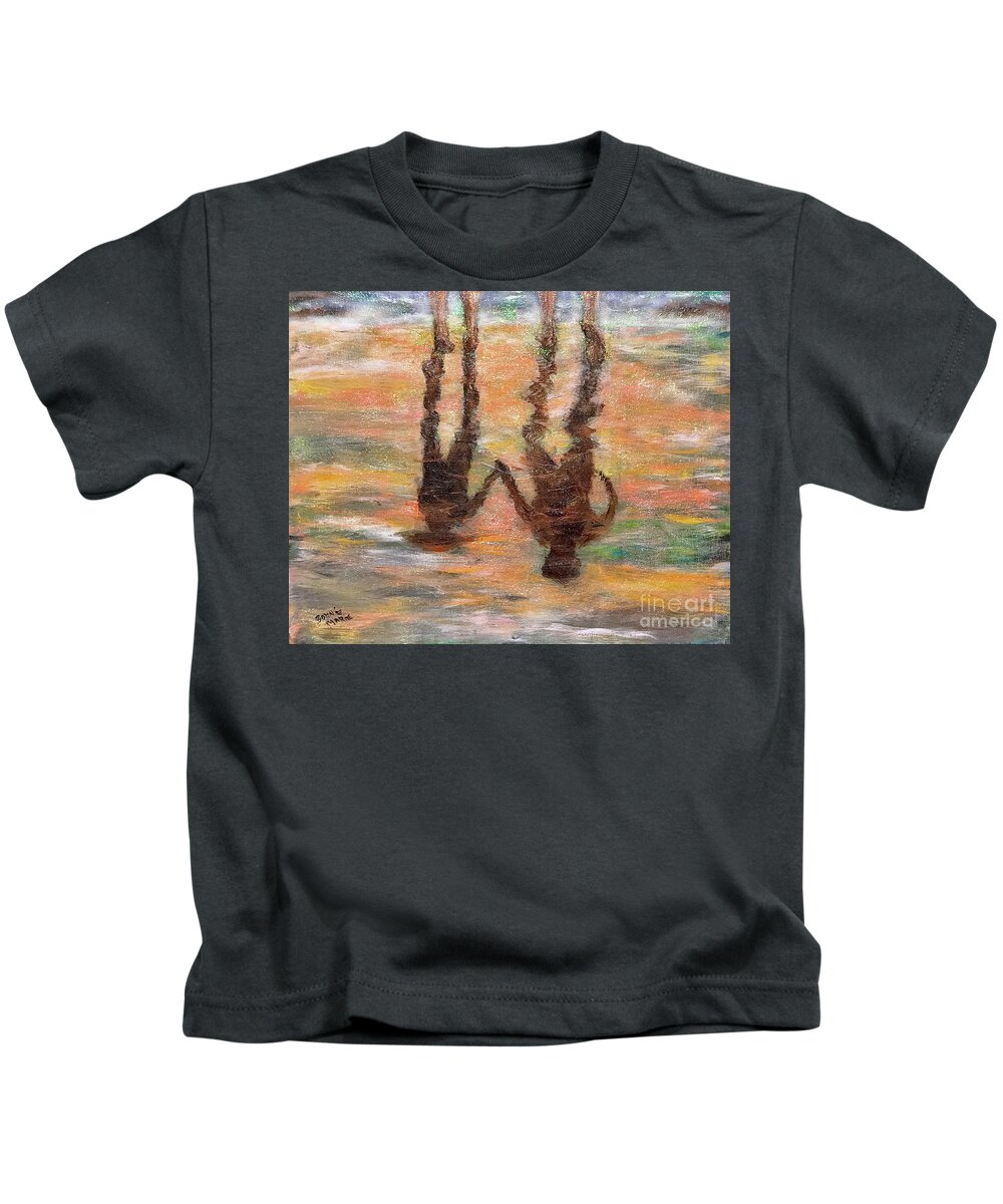 Reflections Kids T-Shirt featuring the painting Reflections of Love Glistening by Bonnie Marie