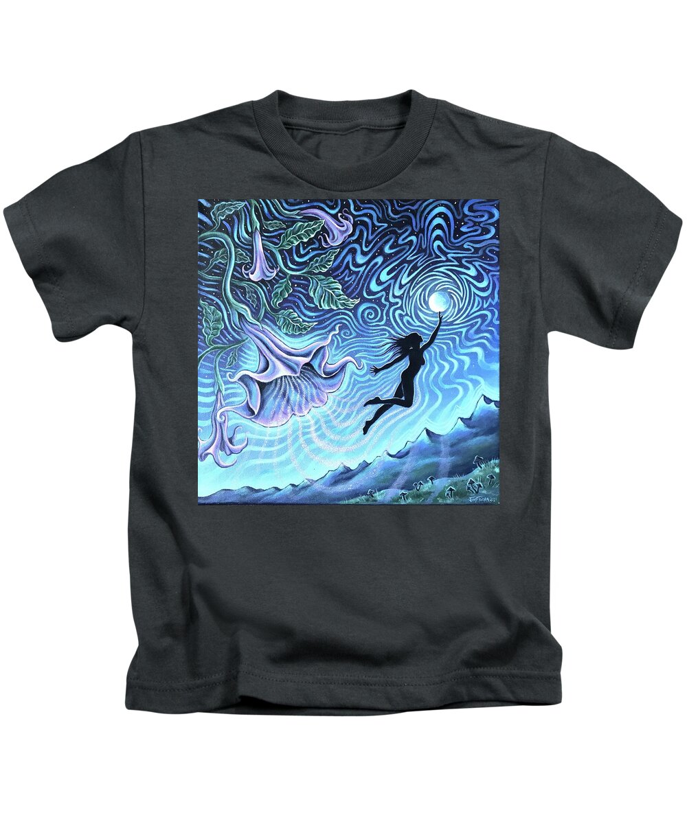 Psychedelic Kids T-Shirt featuring the painting Reina de la Noche by Jim Figora