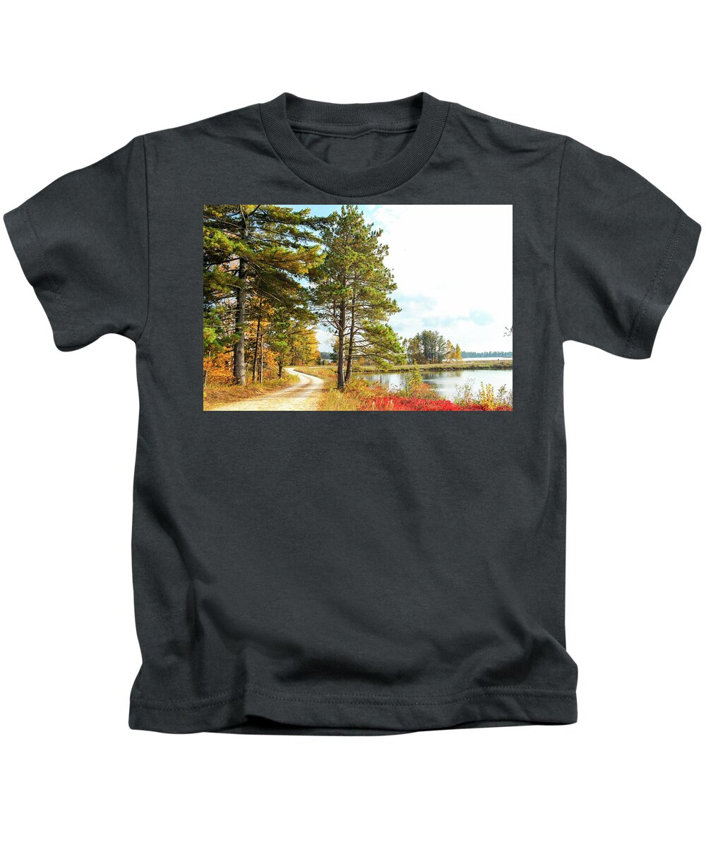 Seney National Wildlife Refuge Kids T-Shirt featuring the photograph Road Through the Wildlife Refuge by Robert Carter