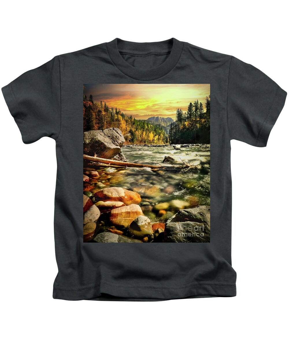 Sunset Kids T-Shirt featuring the photograph Rocky Mountain Sunset by Thomas Nay
