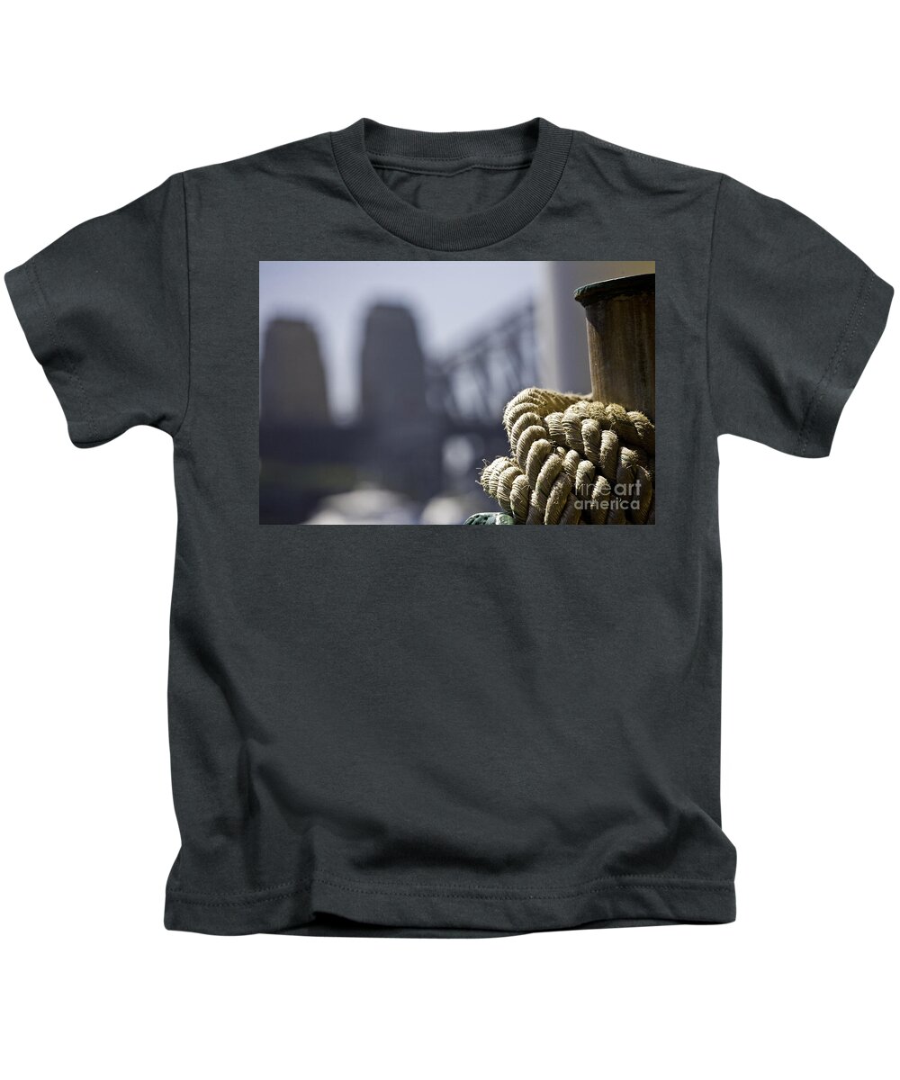 Sydney Harbour Kids T-Shirt featuring the photograph Ropes with Harbour backdrop by Sheila Smart Fine Art Photography