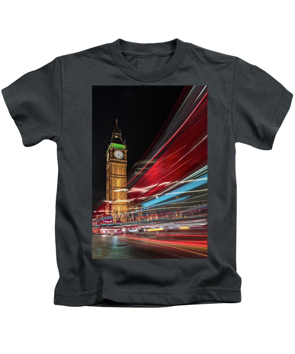 Big Ben Kids T-Shirt featuring the photograph Rush Hour Chaos by Linda Villers