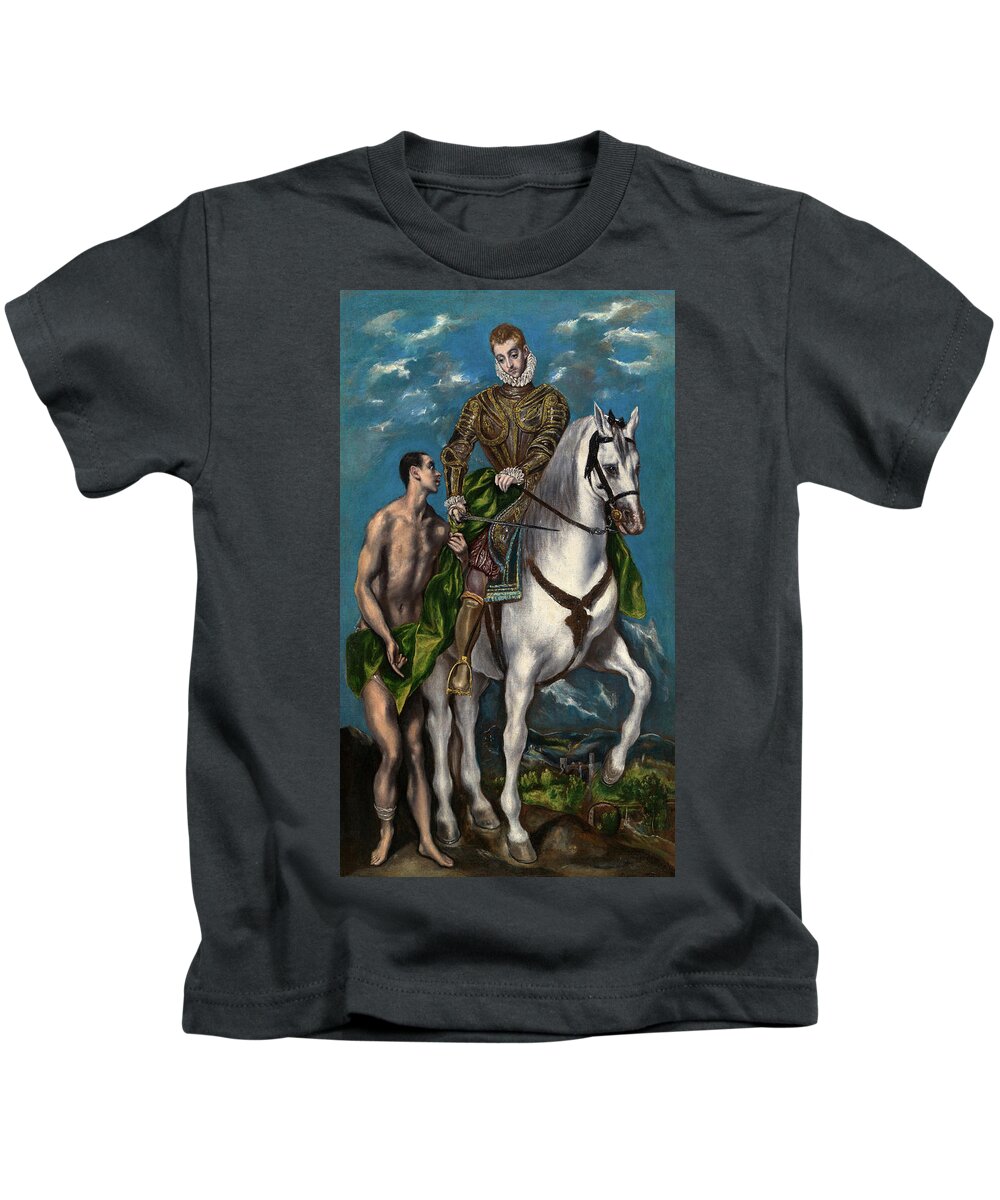 El Greco Kids T-Shirt featuring the painting Saint Martin and the Beggar, 1597-1600 by El Greco