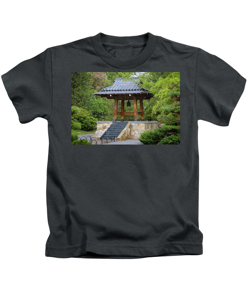 Japanese Kids T-Shirt featuring the photograph Sasebo Japanese Garden Bell Tower Albuquerque by Mary Lee Dereske