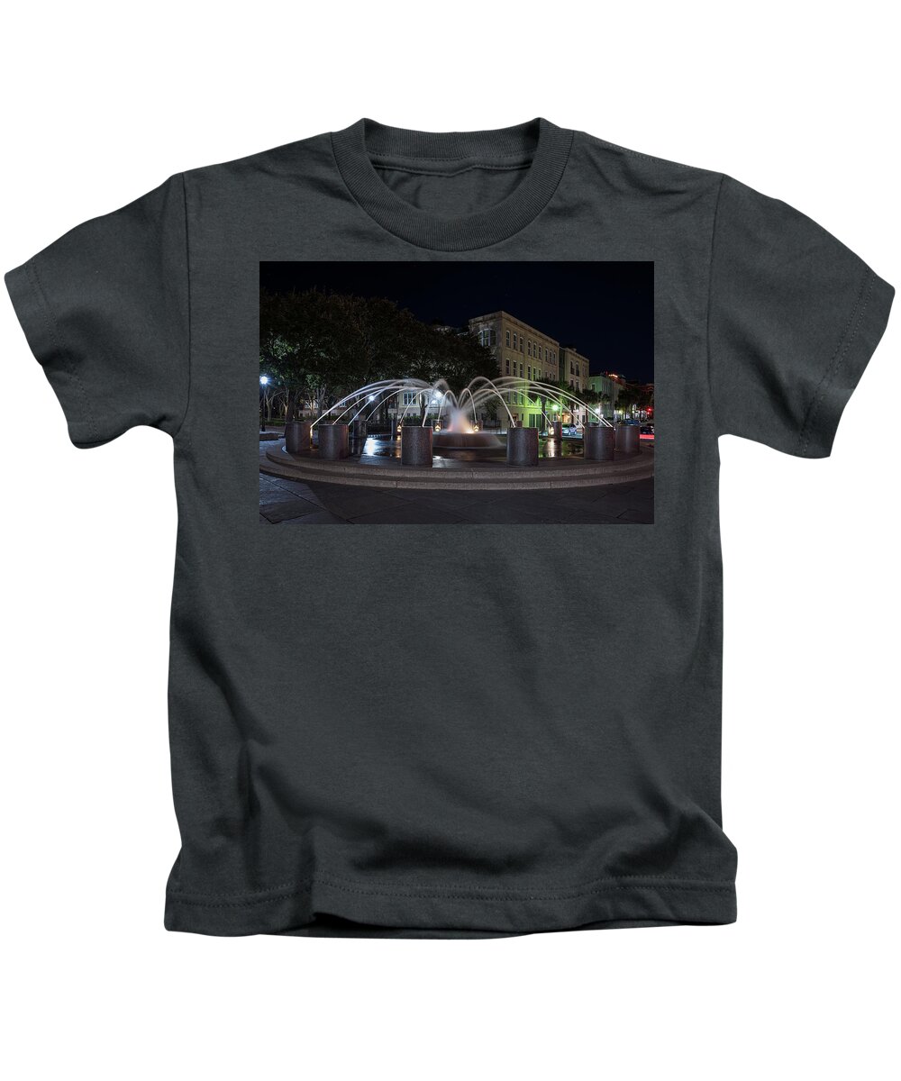 Charleston Kids T-Shirt featuring the photograph SC Fountain-1 by John Kirkland