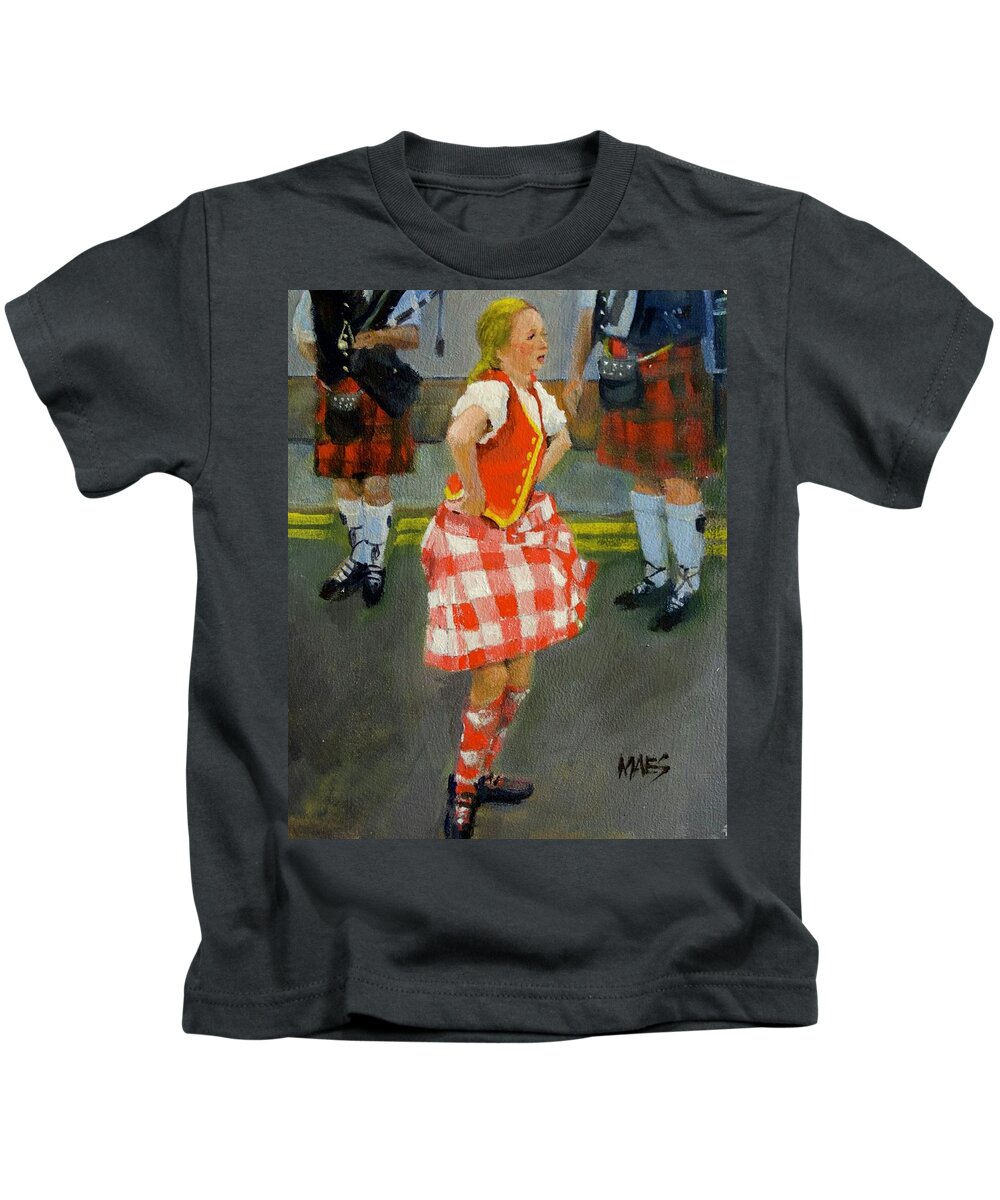 Scottish Kids T-Shirt featuring the painting Scotish lass dancing by Walt Maes
