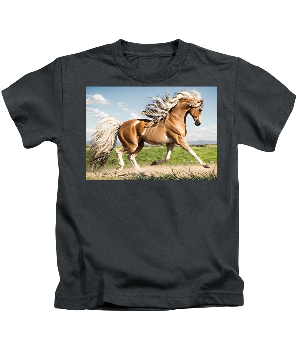 Art Of The Horse Kids T-Shirt featuring the digital art Seattle Joyful Horse by Stacey Mayer