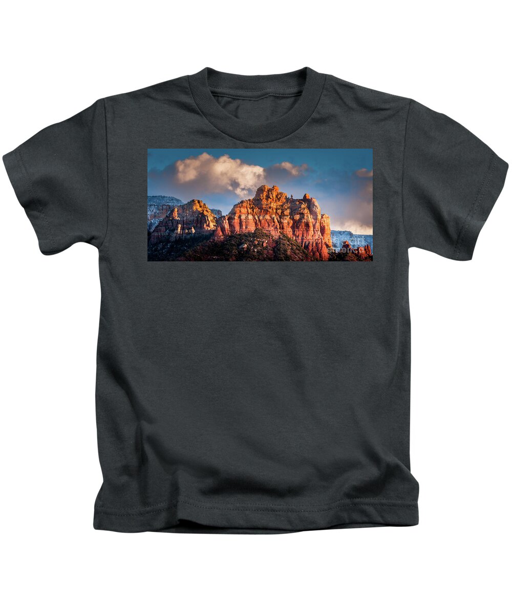 Sedona Kids T-Shirt featuring the photograph Sedona Snow 1705 by Kenneth Johnson