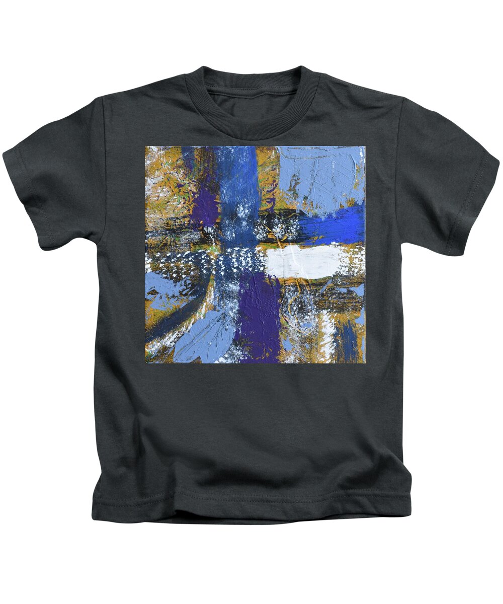 Blue Kids T-Shirt featuring the painting Series 1 Right Side by Pam O'Mara