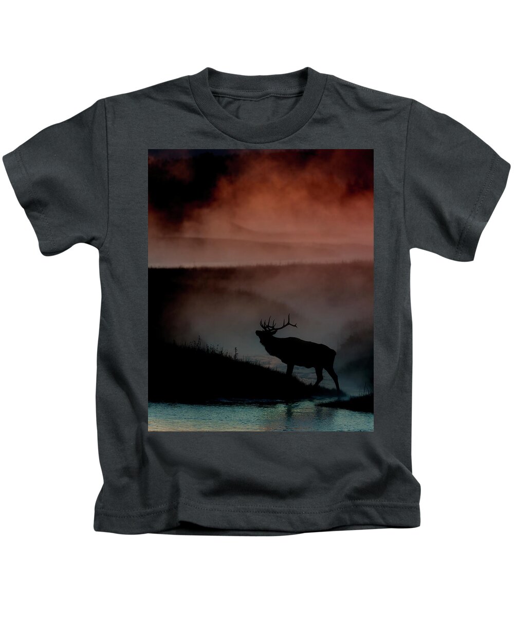 Sunrise Kids T-Shirt featuring the photograph Shadows along the Madison by Gary Langley