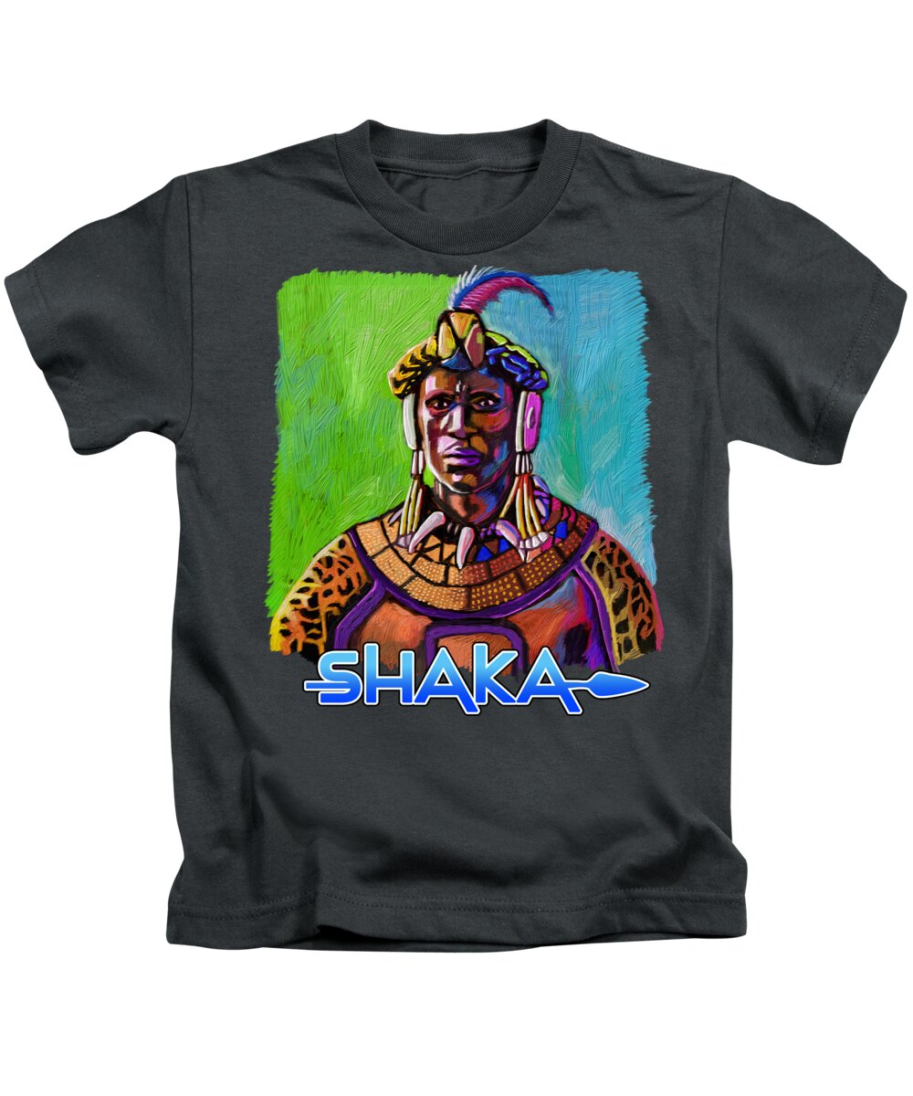 Shaka Kids T-Shirt featuring the painting Shaka Zulu by Anthony Mwangi
