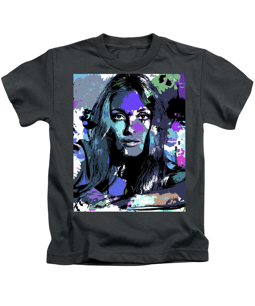 Sharon Kids T-Shirt featuring the digital art Sharon Tate psychedelic portrait by Movie World Posters