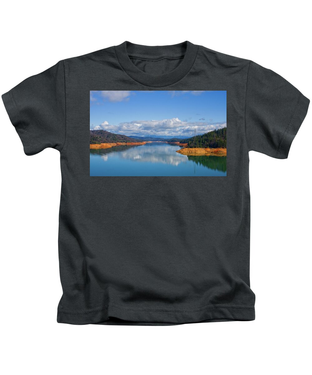 Photograph Kids T-Shirt featuring the photograph Shasta Lake by Beverly Read