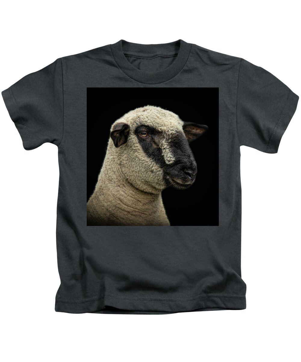 Sheep Kids T-Shirt featuring the digital art Sheep Portrait by Marjolein Van Middelkoop