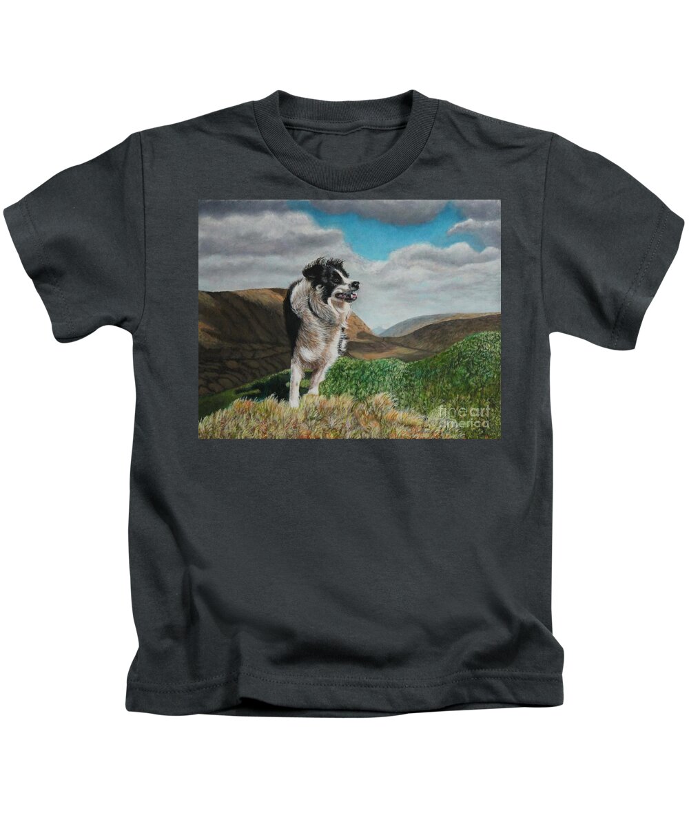 Dog Kids T-Shirt featuring the painting Shep by Bob Williams