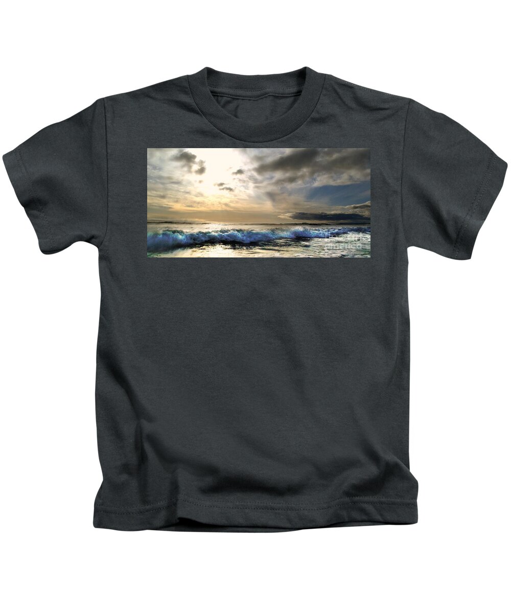 Ocean Kids T-Shirt featuring the photograph Shiny Surf by Kimberly Furey
