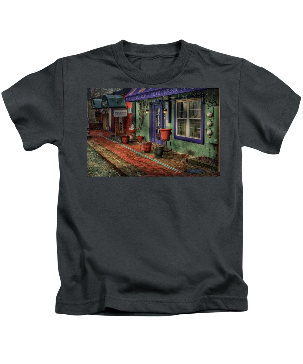  Kids T-Shirt featuring the photograph Shops in the Village by Jack Wilson