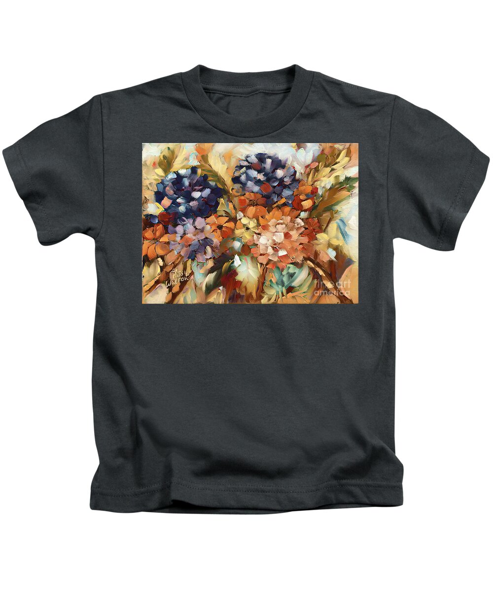 Hydrangeas Kids T-Shirt featuring the painting Show Offs 2 by Patsy Walton